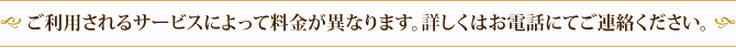 ご利用されるサービスによって料金が異なります。詳しくはお電話にてご連絡ください。